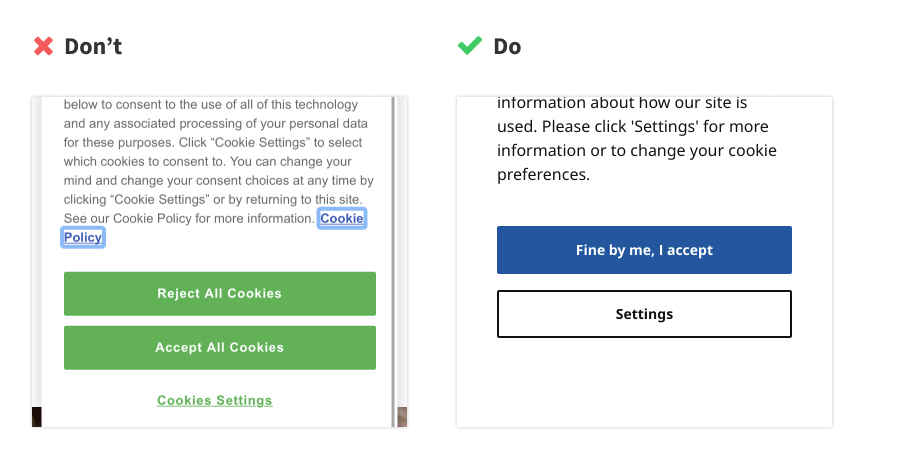 Examples of buttons with similar and different weights
