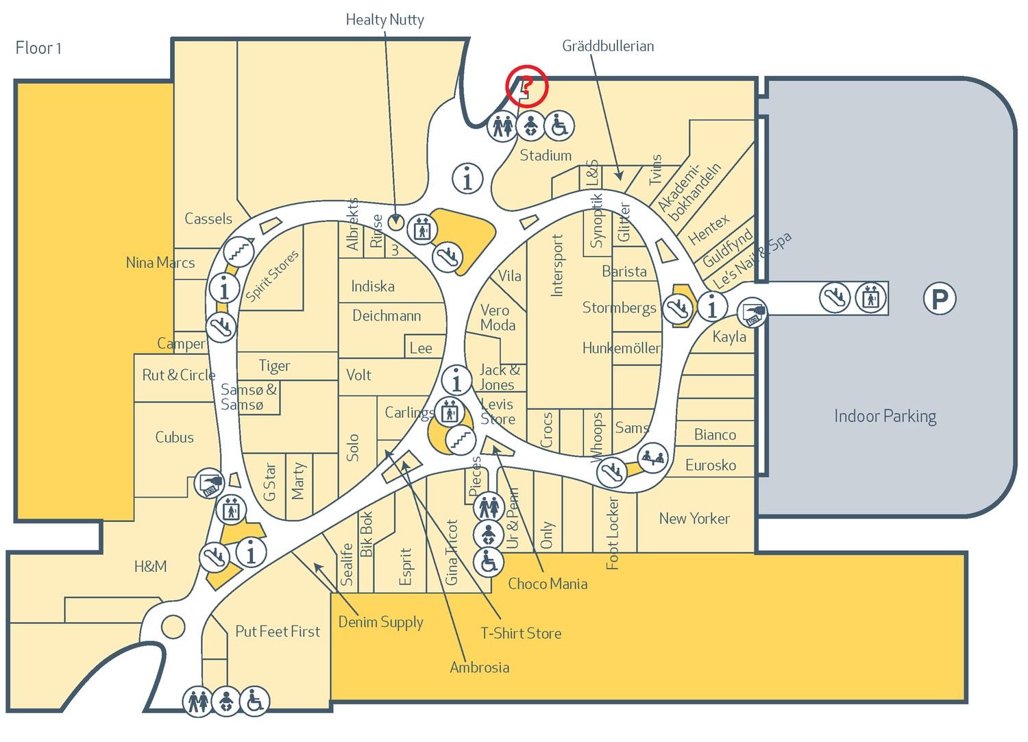 A map of a shopping mall